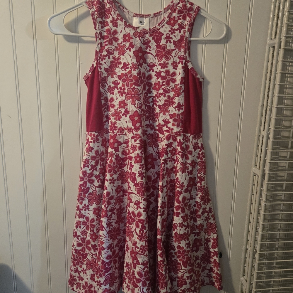 Princess Awesome Girls 12 Sleeveless Pink & White Floral Ninja Dress 3863